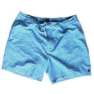 Johnnie-O Grenada Swim Trunks in Blue Stripe & Palm Print Size XXLarge